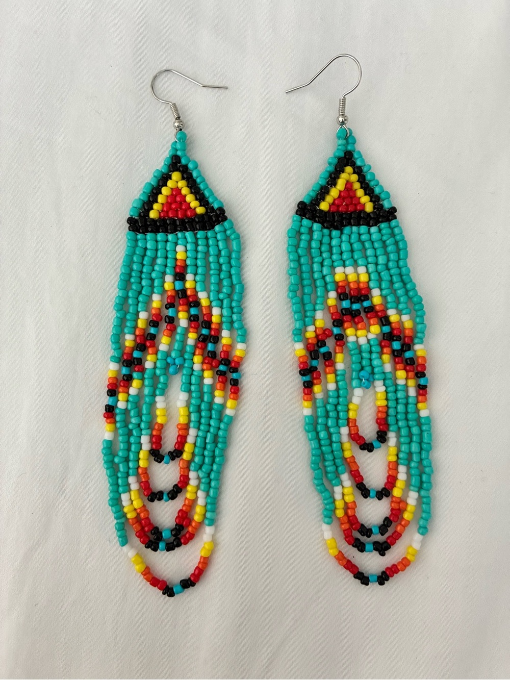 Handmade Beaded Fringe Earrings - Native-Inspired Style